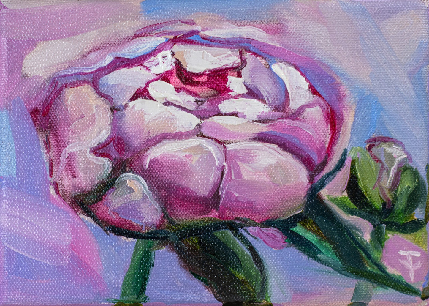 ORIGINAL Art oil painting Peony art Flower Wall Art floral artwork Peonies 5x7"