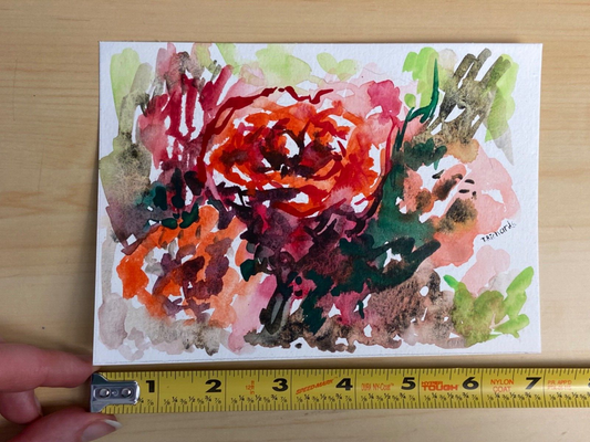 Watercolor painting ORIGINAL art Peony wall art Flower floral peonies 5x7"