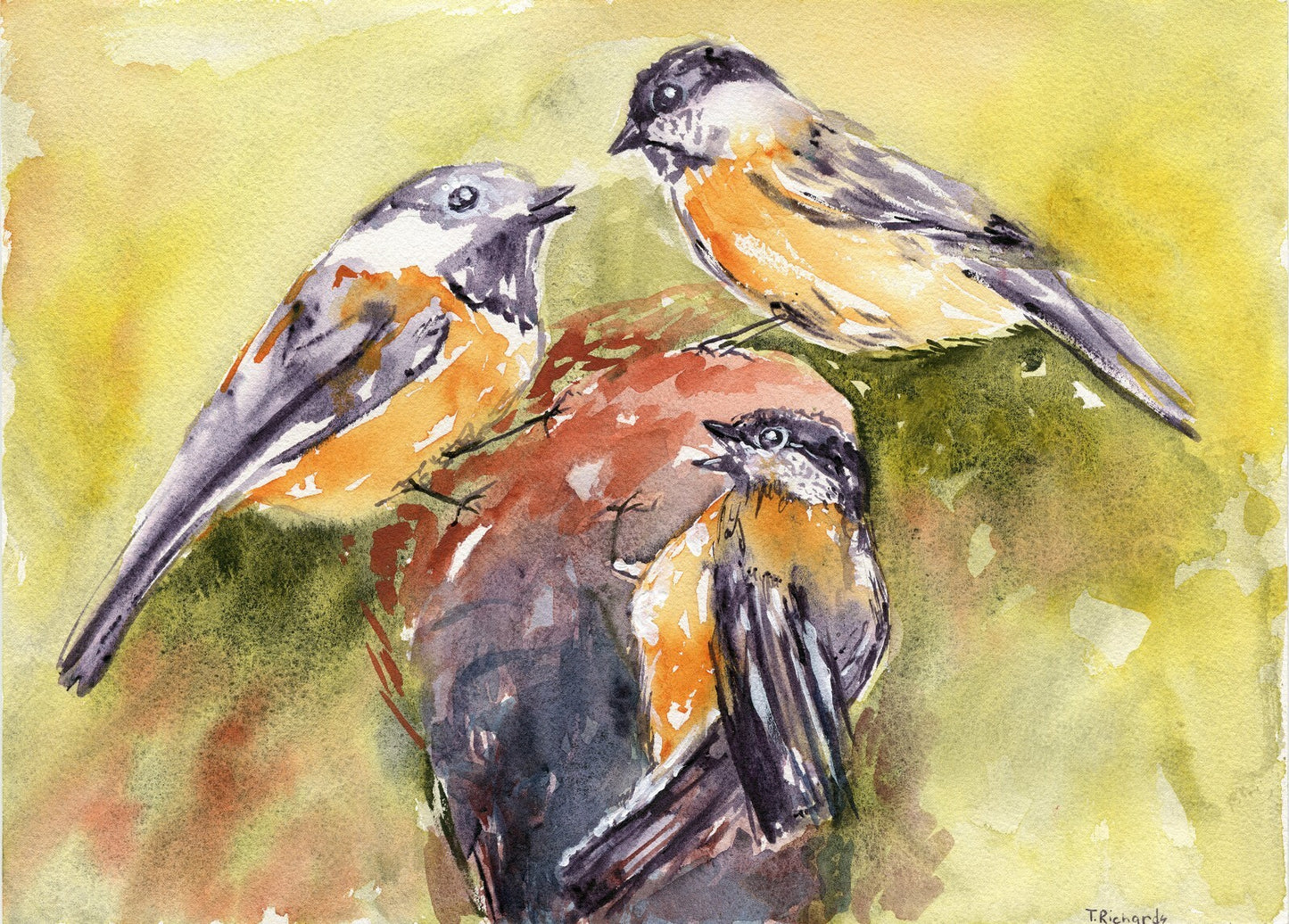 Chickadee Painting WATERCOLOR Bird ORIGINAL Nest Art Artwork Wall Art