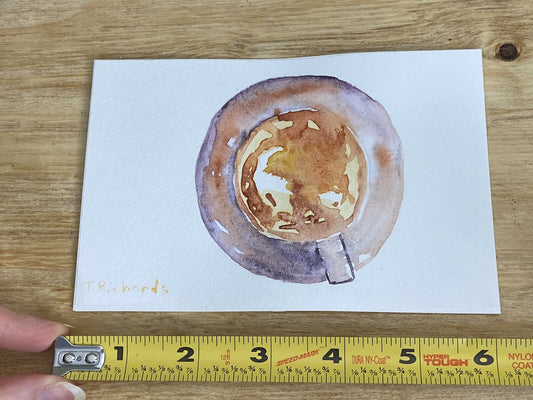 WATERCOLOR painting ORIGINAL art Coffee cup small artwork Still life 4x6"