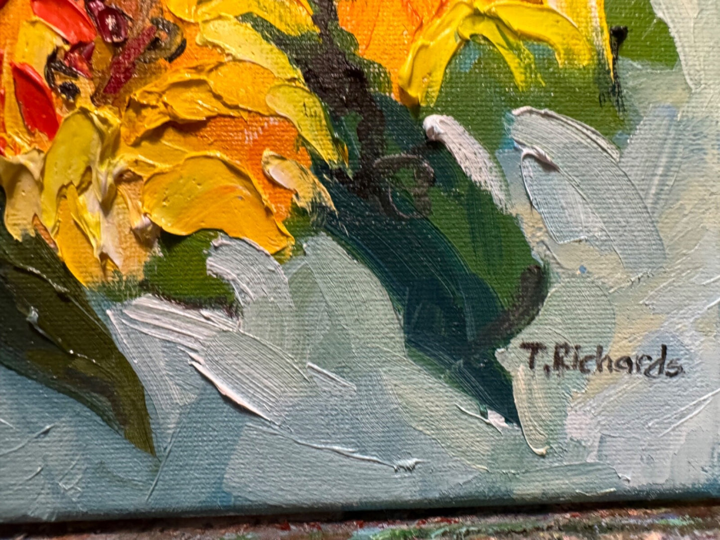 Oil painting ORIGINAL art Sunflower Flower Bouquet floral artwork signed 12x16"