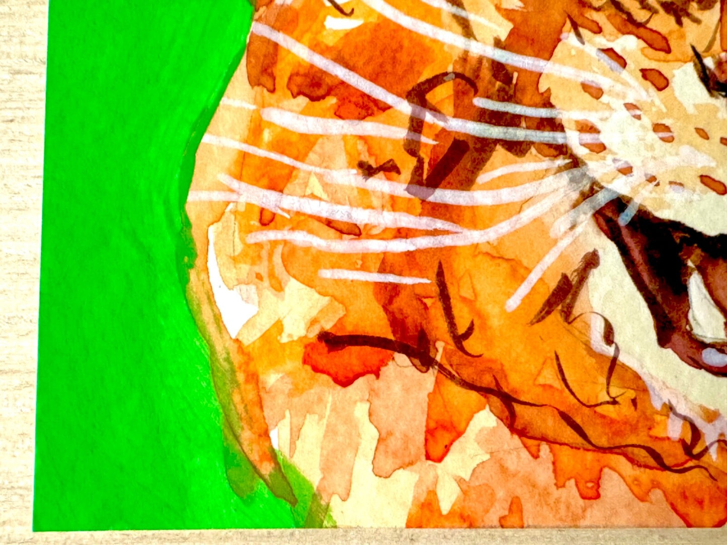 ORIGINAL Art WATERCOLOR Painting Red tabby cat Pet animal portrait Artwork 5x7"