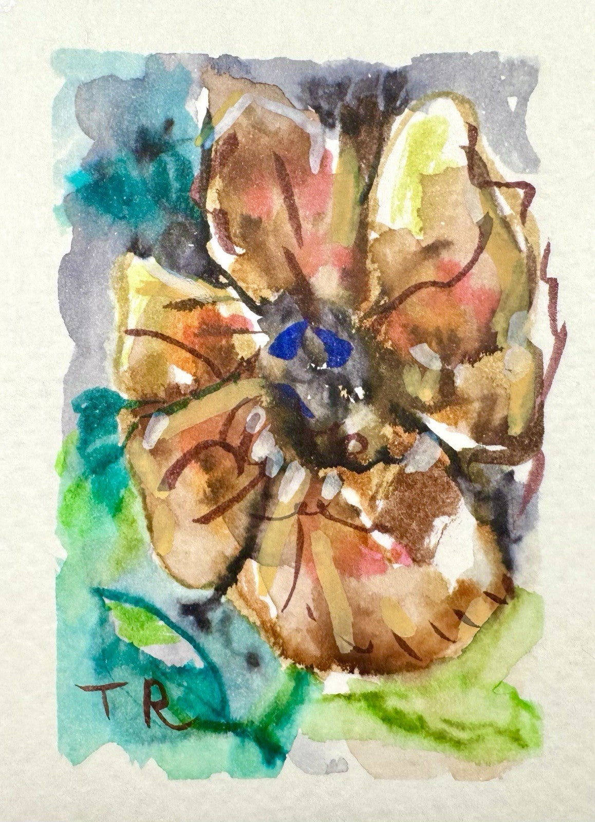 ACEO Watercolor Coneflower ORIGINAL Art ATC Painting Miniature Flower 2.5x3.5"