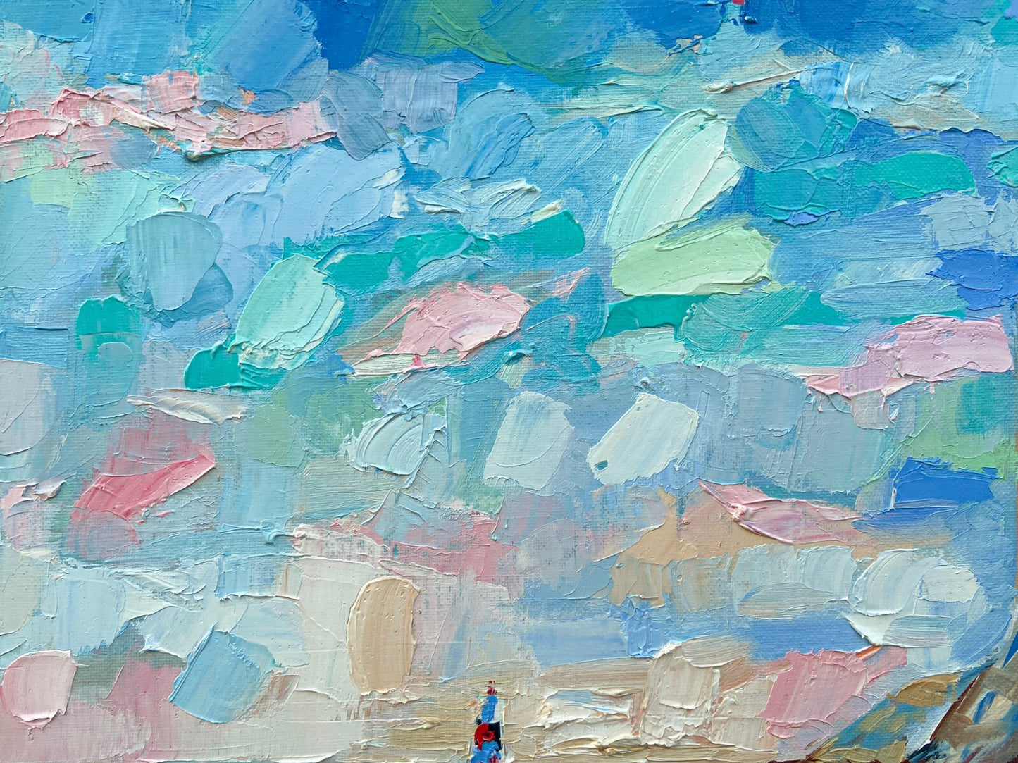 Oil painting ORIGINAL art Lighthouse Seascape ocean wave beach mountain 16x20"
