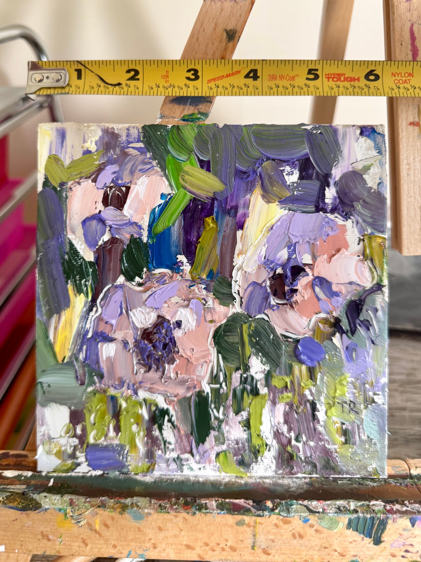 Original Oil Painting 6x6" – Three Peonies – Impasto Floral Still Life – Textured Flower Art – Small Canvas Panel