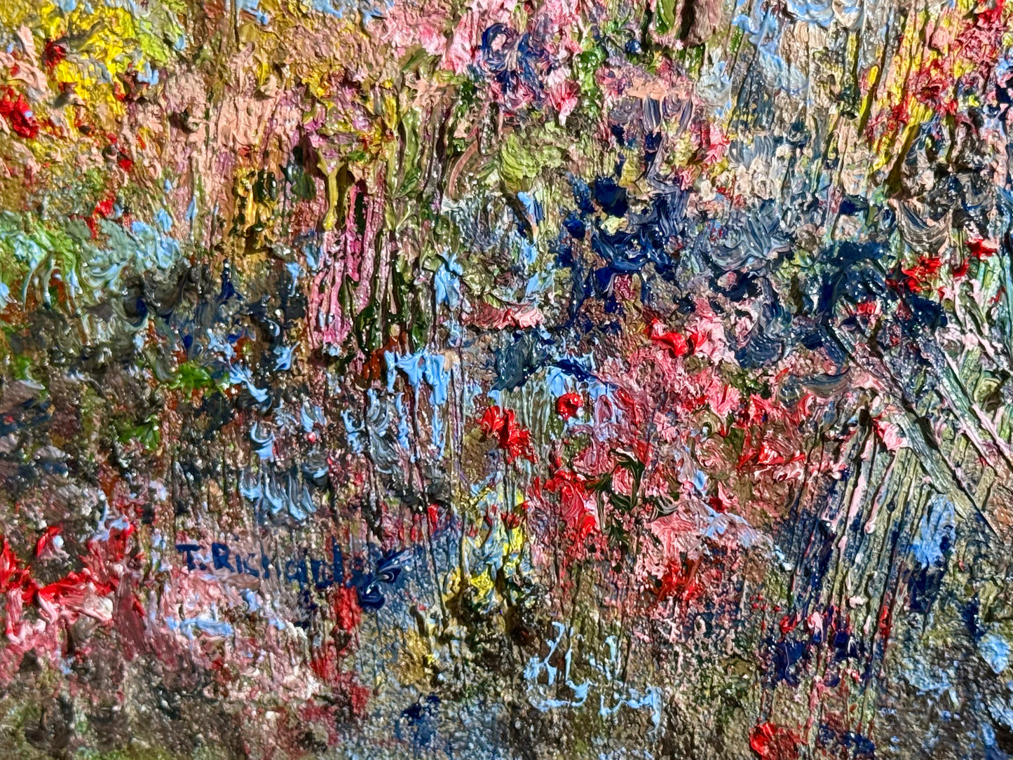 Wildflower Landscape Oil Painting, Sunset Sky 9x12, Abstract Summer Meadow Original Floral Art, Sky Textured Wall Decor