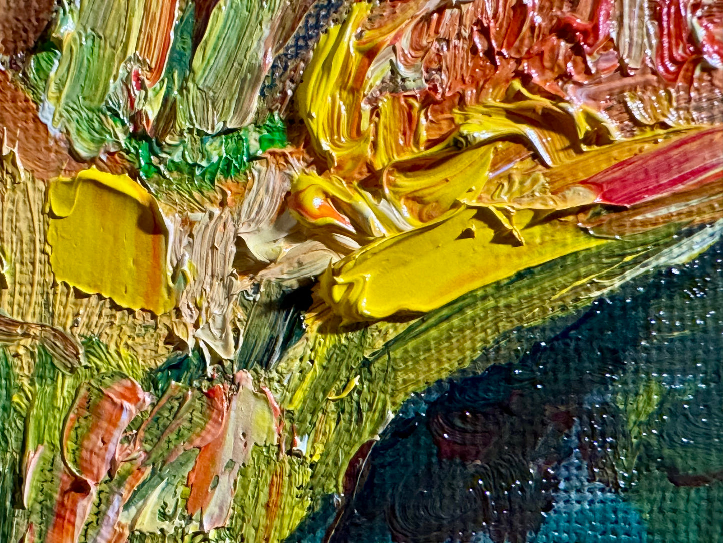 Zucchini Blossoms Oil Painting 9x12, Original Art Garden Still Life, Yellow Squash Flowers, Botanical Artwork on Canvas