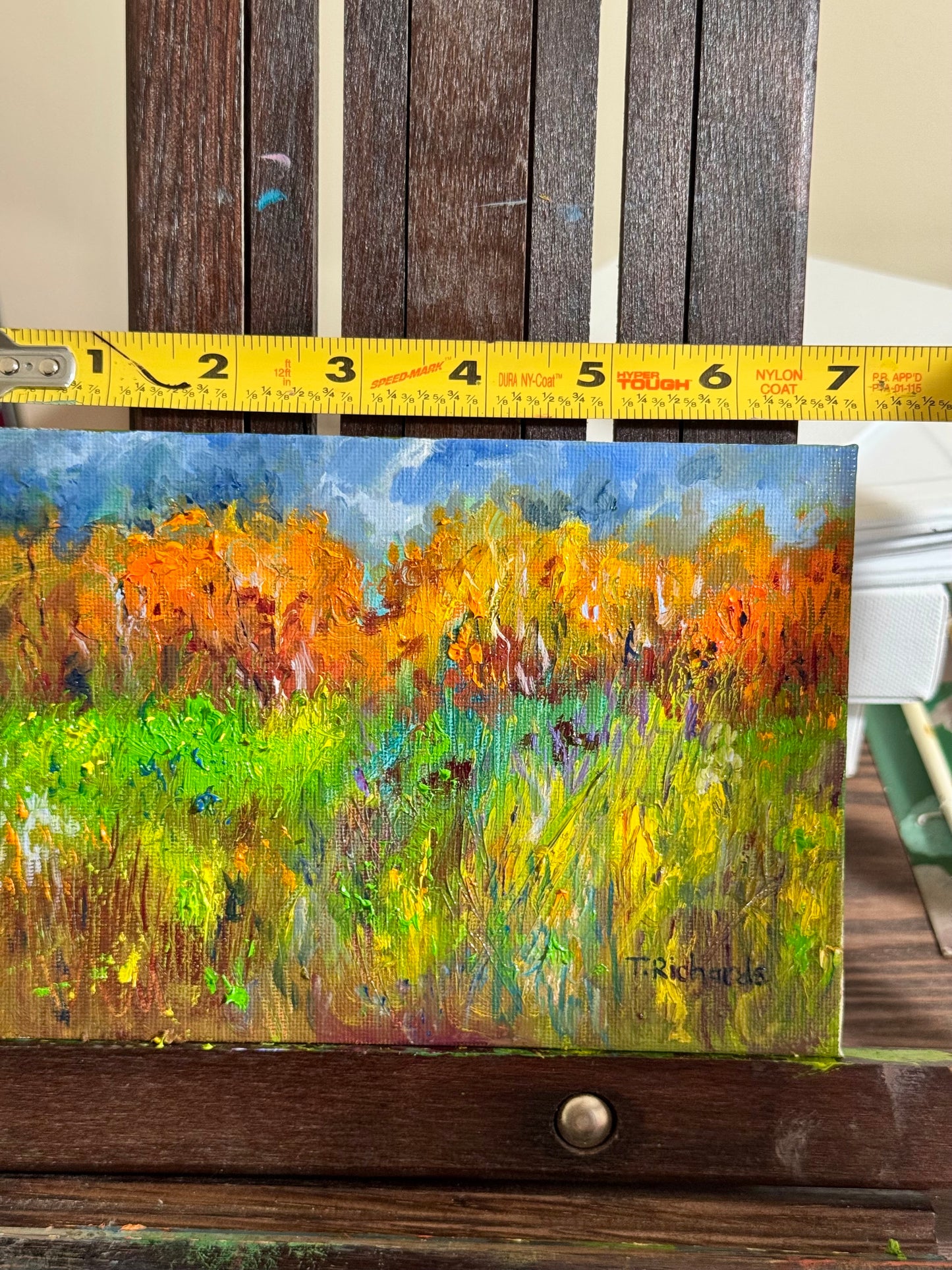 Autumn Oil Painting 5x7, Original Art Fall Landscape, Forest Field, Small Nature Art