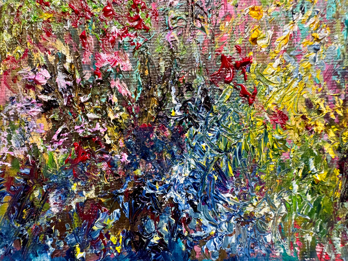 Sunrise Forest, Wildflower Landscape Field Original Art, 9x12 Oil Painting Artwork, Handmade Wall Art Nature Scene