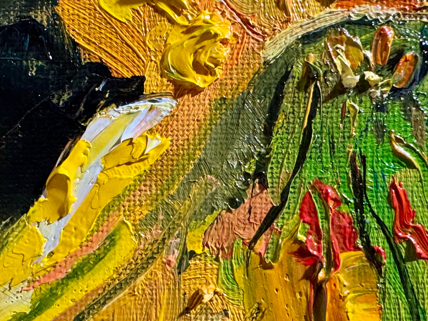Zucchini Blossoms Oil Painting 9x12, Original Art Garden Still Life, Yellow Squash Flowers, Botanical Artwork on Canvas