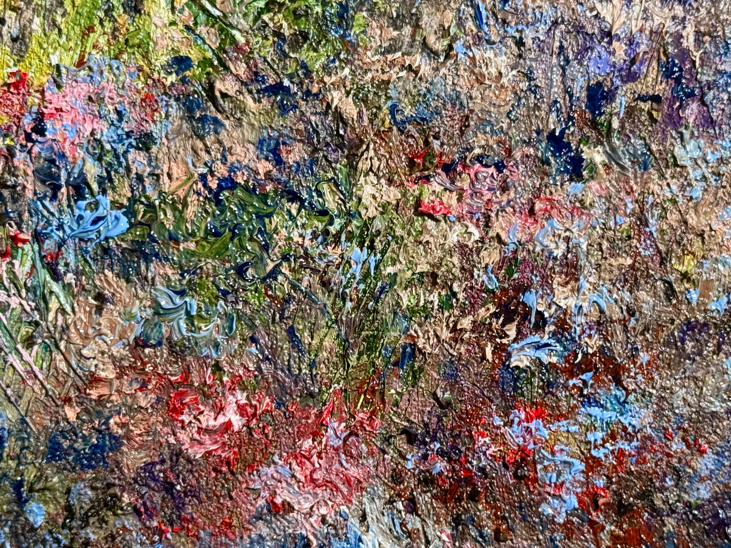 Wildflower Landscape Oil Painting, Sunset Sky 9x12, Abstract Summer Meadow Original Floral Art, Sky Textured Wall Decor