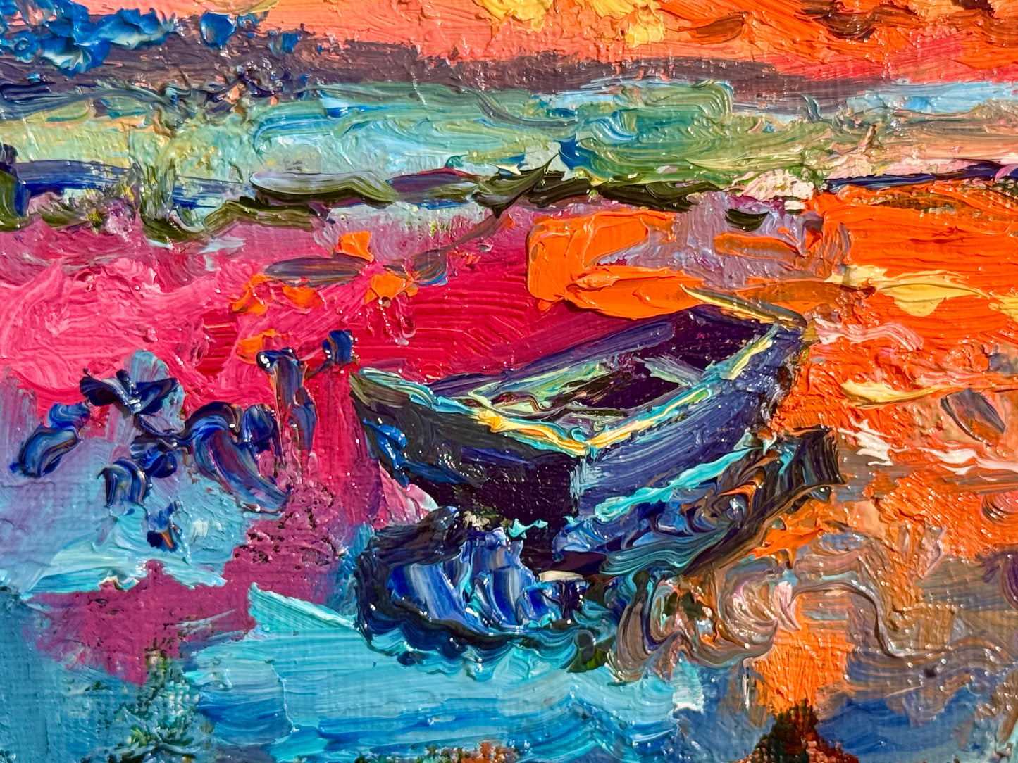 Boat Oil Painting, Original Art Seascape Artwork, 5x7 Ocean Coastal Marine, Nautical Wall Decor, Maine Fishing Boat