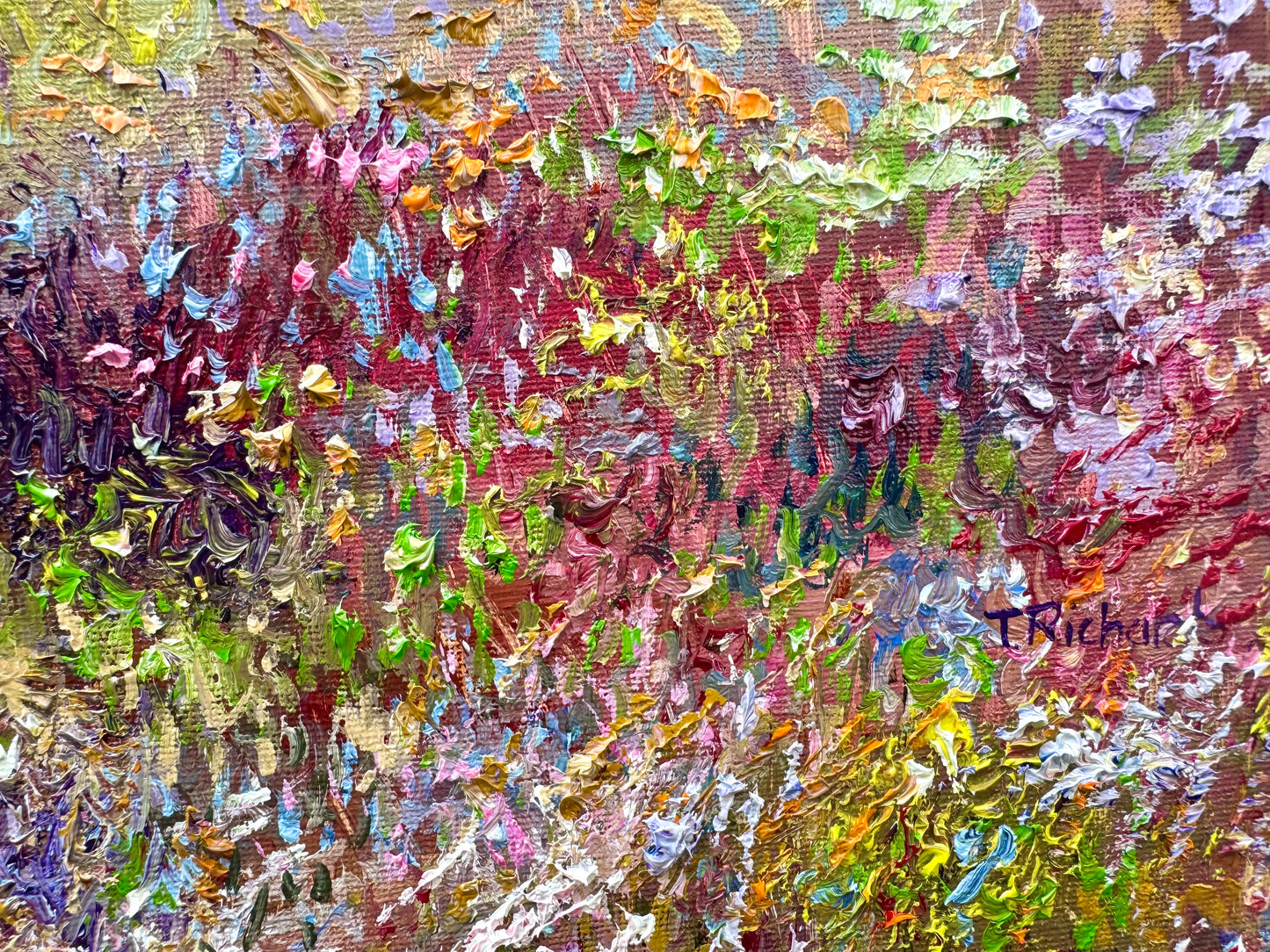 Original Oil Painting 16x20" – Windflower Field Landscape – Floral Meadow Mountain – Nature Wall Art on Canvas