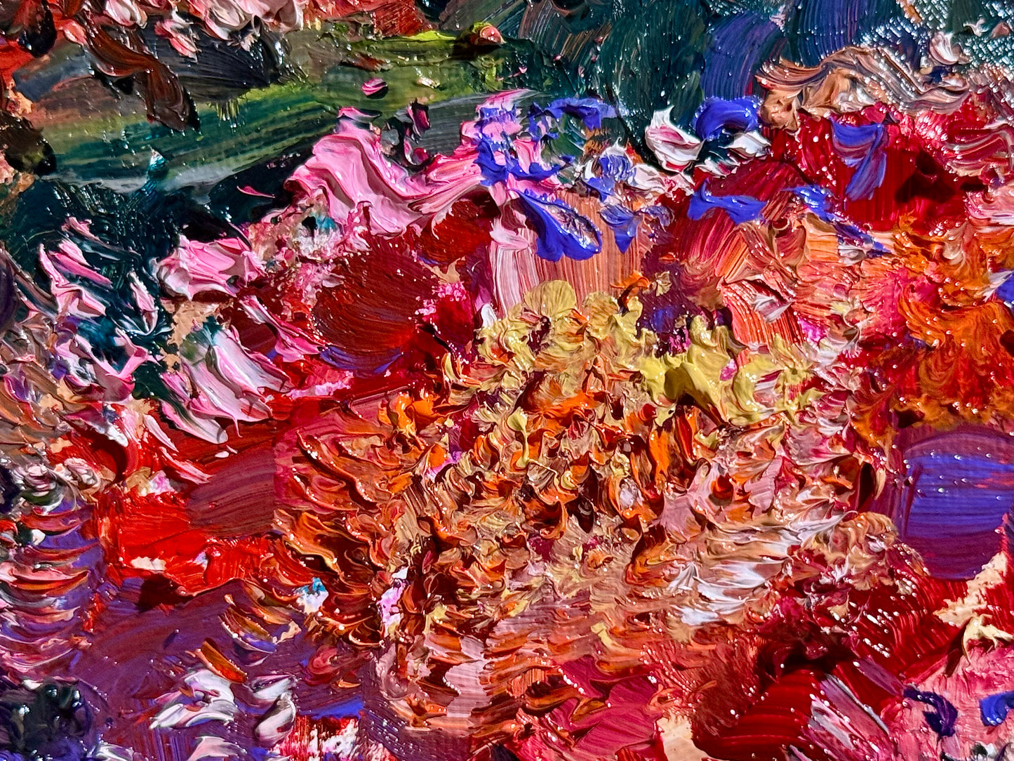 Red Marigolds Original Oil Painting 8x8", Floral Still Life Art, Bold Garden Flowers, Wall Decor Cottagecore Gift for Gardener
