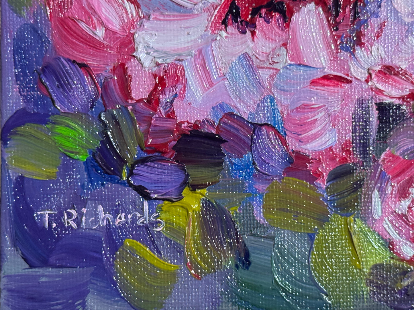 Original Oil Painting 6x6” — Pink Peony and Bud Floral Wall Art Small Flower Still Life Botanical Artwork Canvas Panel Gift for Her