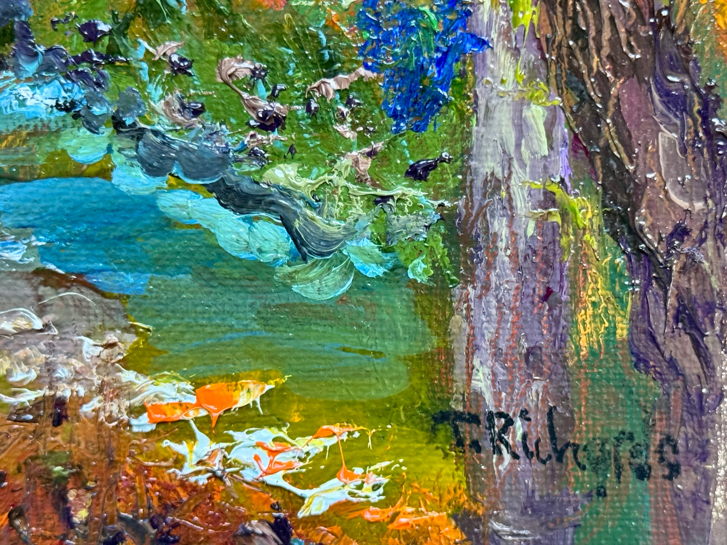 Lowes Bridge Maine Oil Painting 8x10, Original Art Landscape, Piscataquis River Forest, Stretched Canvas Wall Art