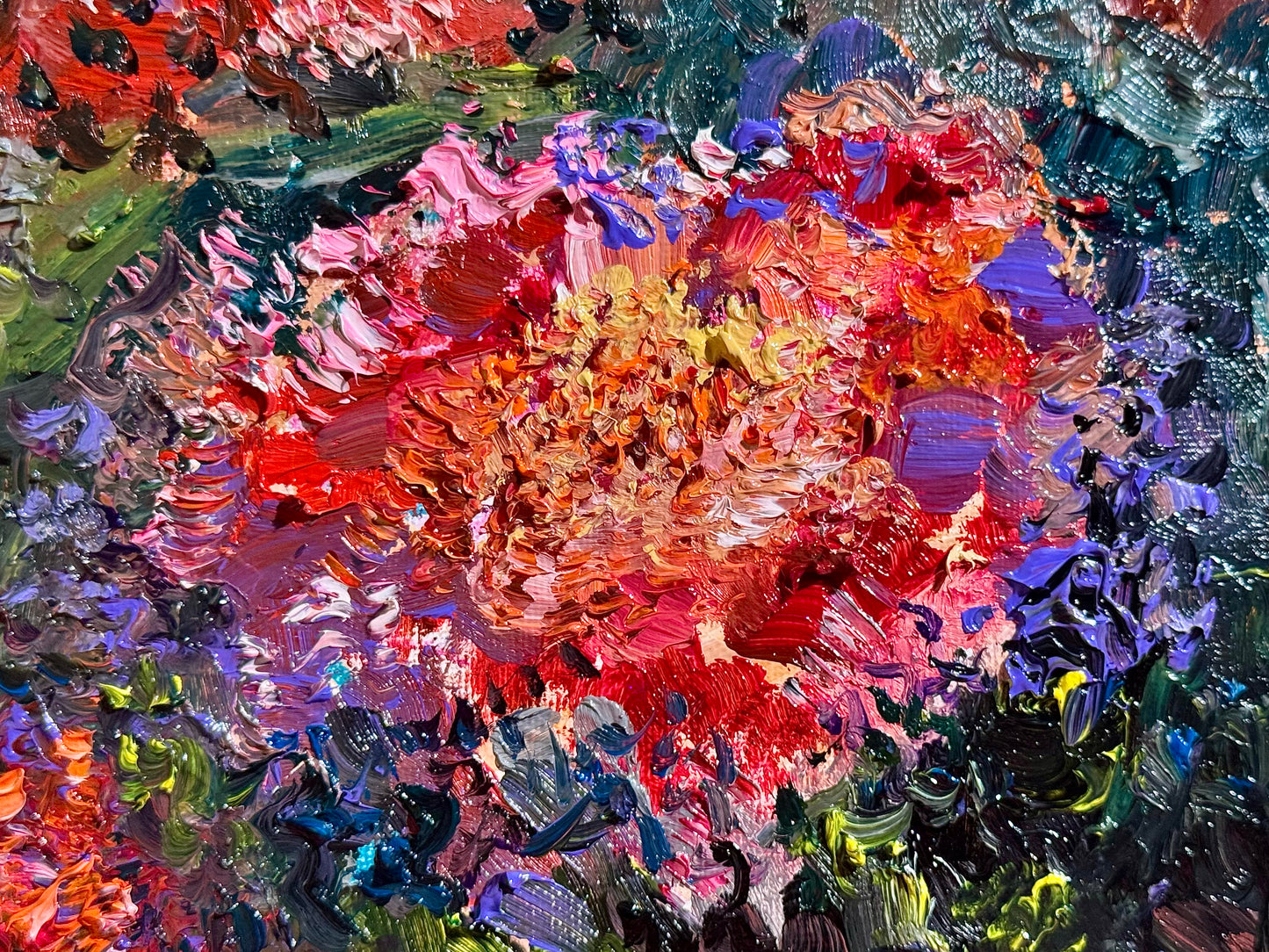 Red Marigolds Original Oil Painting 8x8", Floral Still Life Art, Bold Garden Flowers, Wall Decor Cottagecore Gift for Gardener