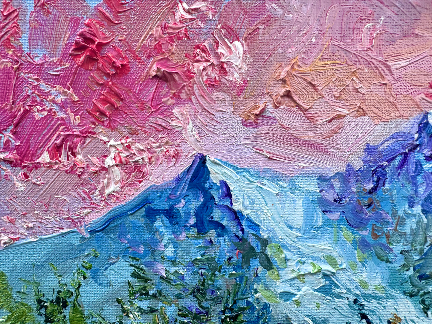 Original Oil Painting 16x20" – Windflower Field Landscape – Floral Meadow Mountain – Nature Wall Art on Canvas