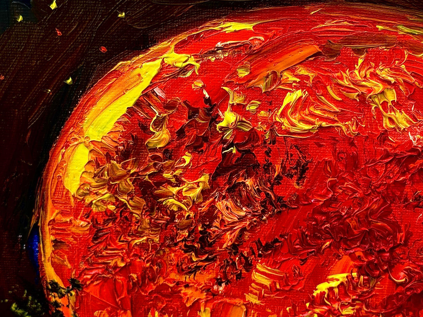 Original Oil Painting 9x12" – Red Moon Night Forest Landscape – Pine Trees Gothic Witchy Wall Art – Textured Dark Nature Artwork