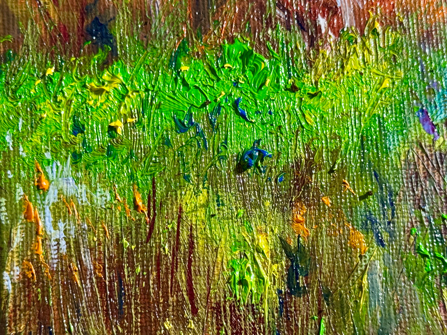 Autumn Oil Painting 5x7, Original Art Fall Landscape, Forest Field, Small Nature Art