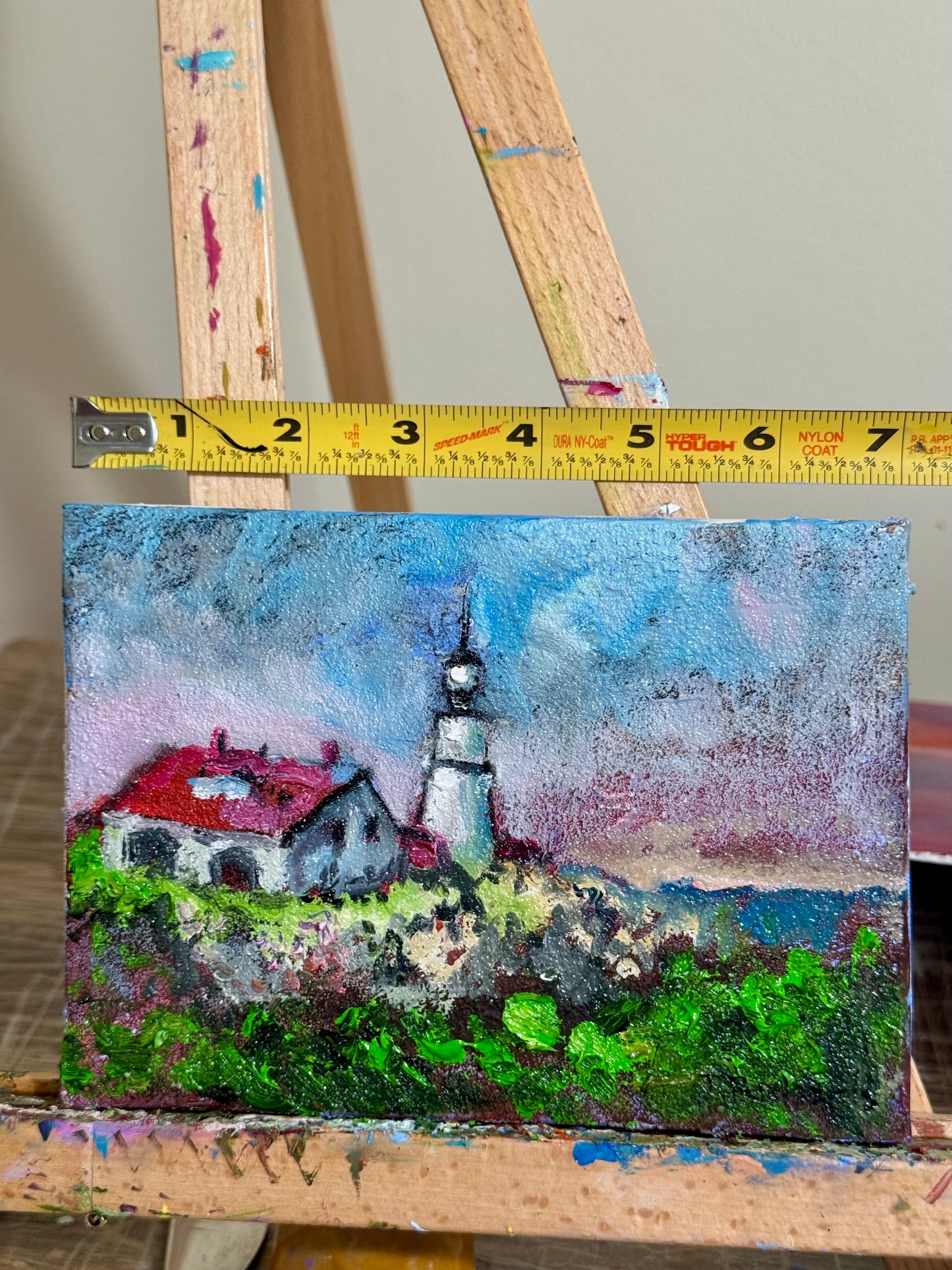Original Oil Painting 5x7" – Portland Head Light Maine – Coastal Landscape Wall Art – Seascape on Canvas Home Decor Artwork