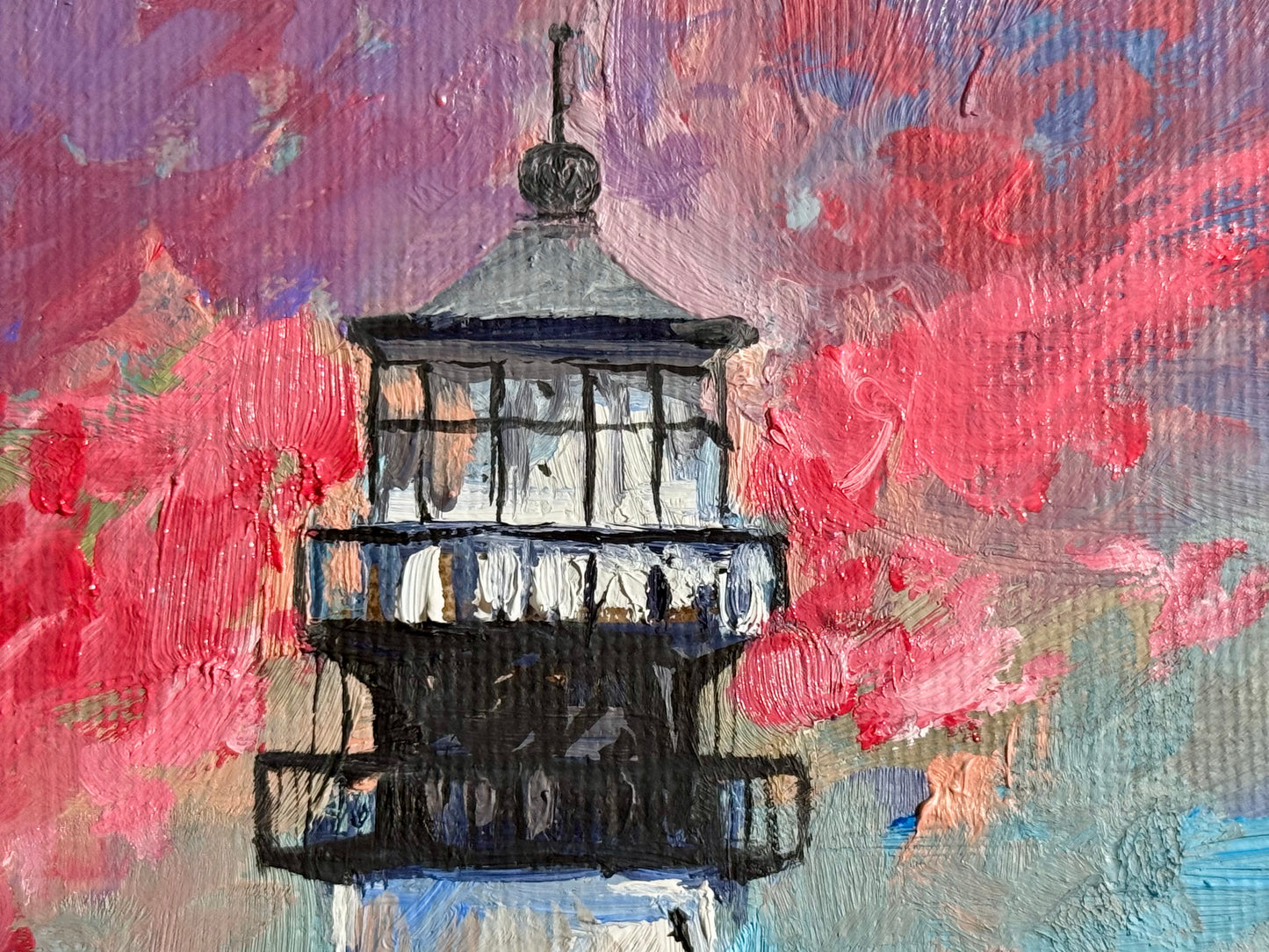 Portland Head Light Oil Painting 8x10, Original Maine Lighthouse Art, Coastal Ocean Landscape, Nautical Wall Decor Seascape Beach Artwork