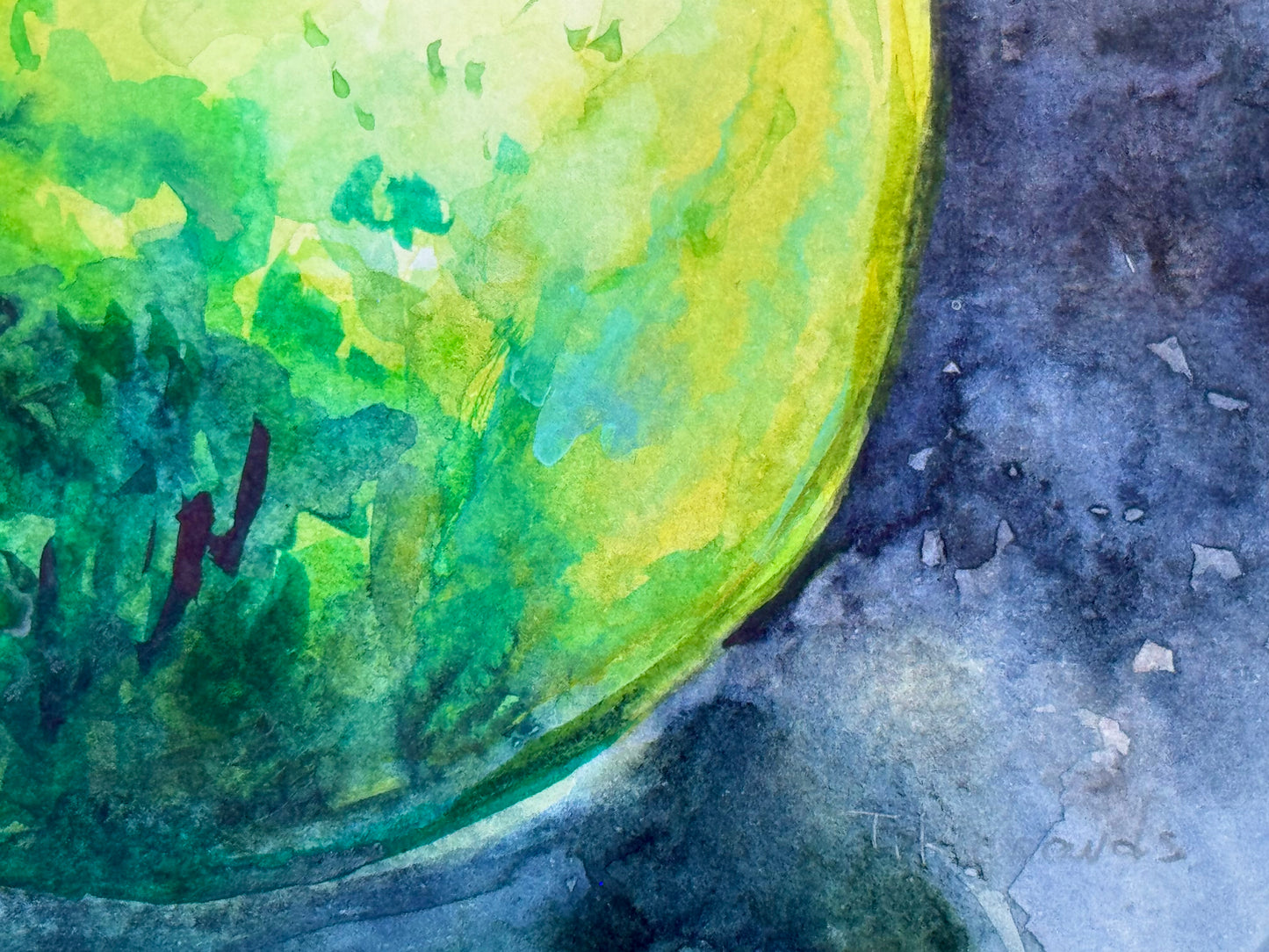 Green Apple Watercolor Painting Original Art, 8x10" Fruit Still Life Artwork