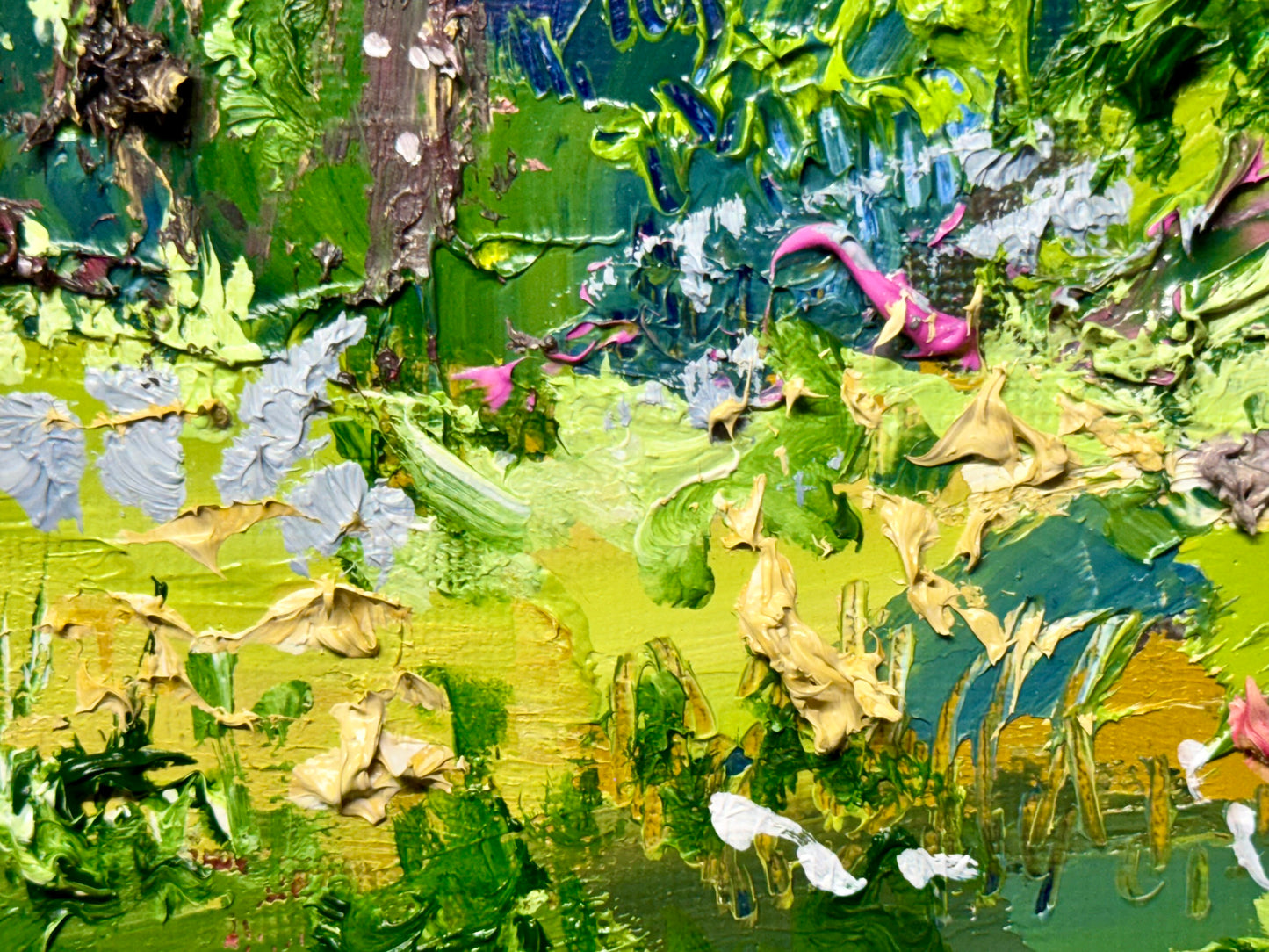 Meadow Oil Painting 5x7, Original Art Landscape, Forest Field, Small Mountain Nature Art