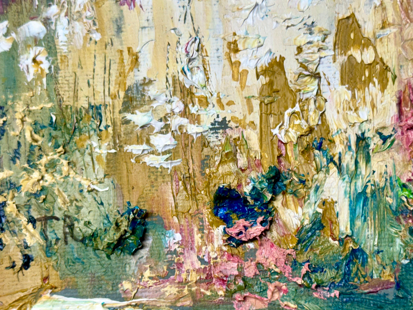 Meadow Oil Painting 6x6, Original Art Landscape, Forest Field, Small Nature Art