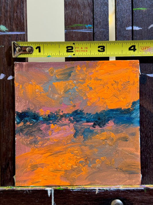 Ocean Acrylic Painting 4x4, Original Art Seascape, Marine Wall Art, Nautical Artwork