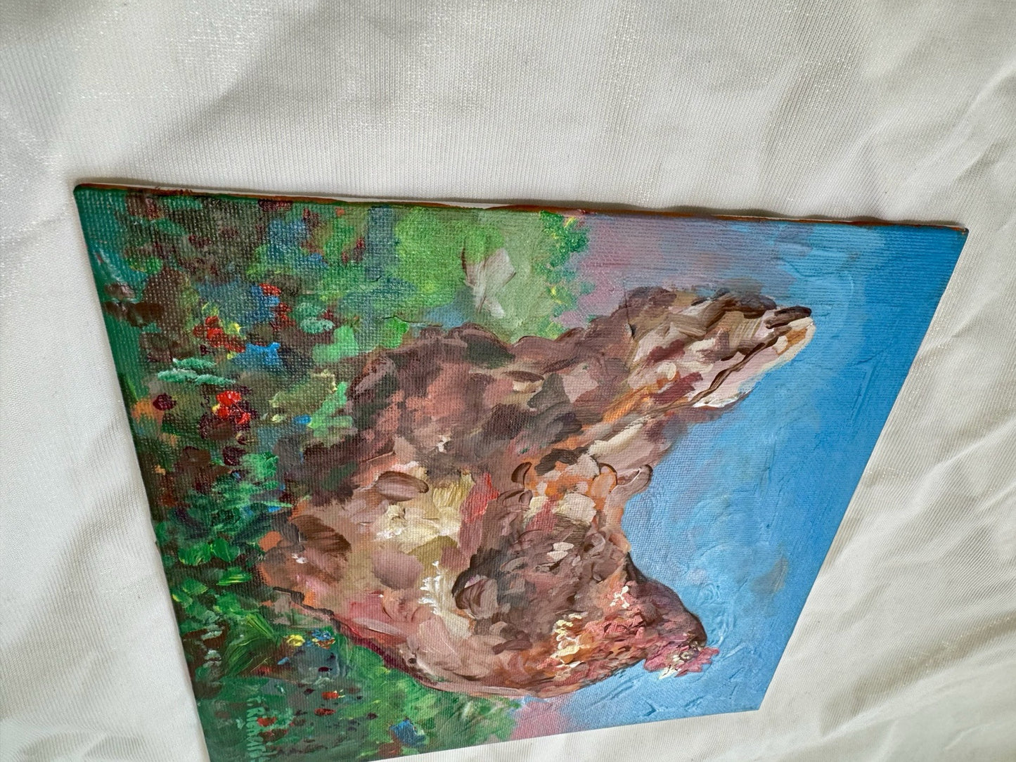 Acrylic painting ORIGINAL art Hen artwork Chicken Farm Animal Pet Signed 8x8