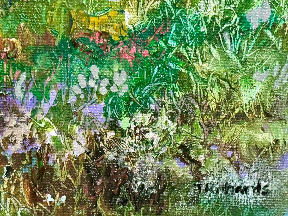 Meadow Oil Painting 6x6", Original Art Landscape, Mountain Field Artwork