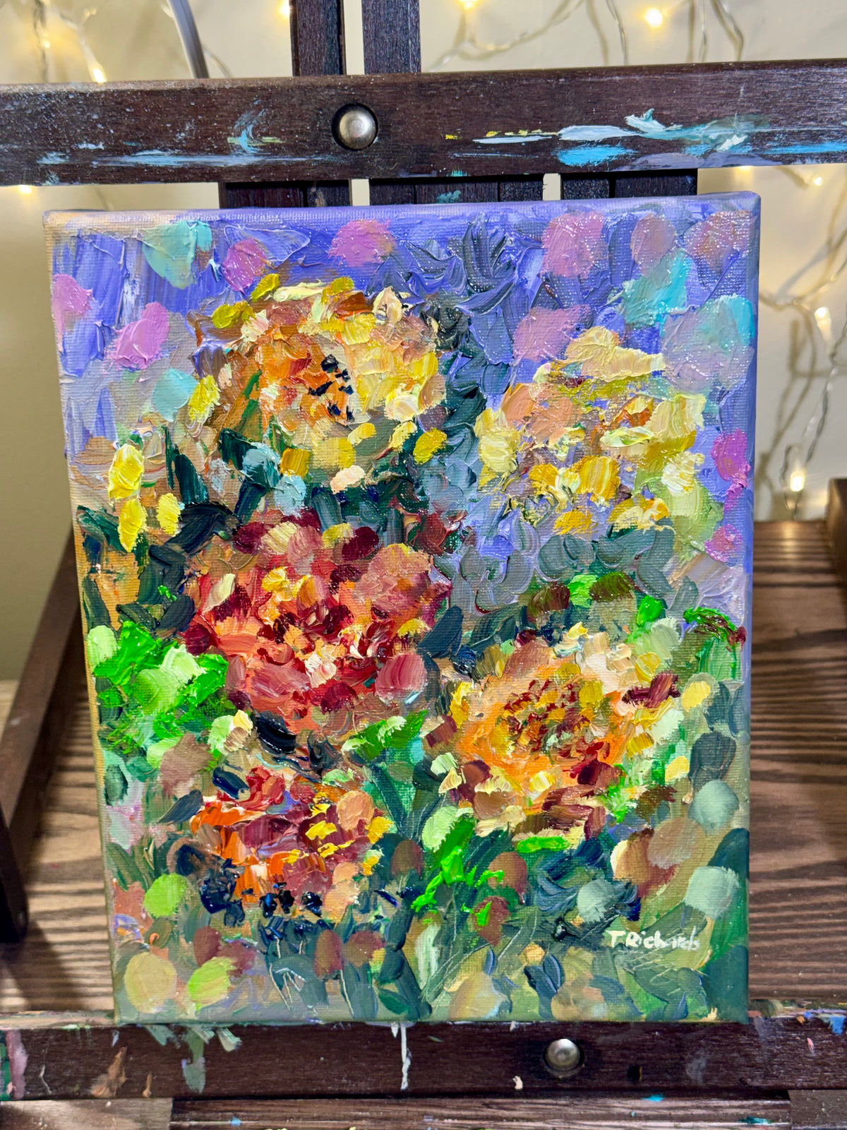 Marigolds Oil Painting 8x10", Flowers Original Art