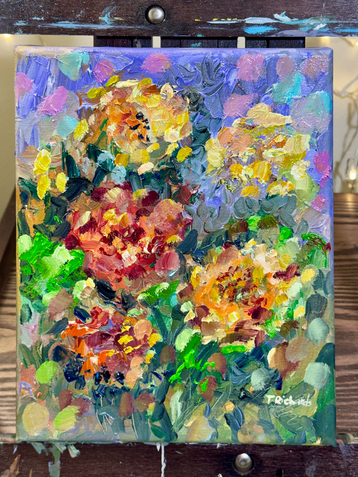 Marigolds Oil Painting 8x10", Flowers Original Art