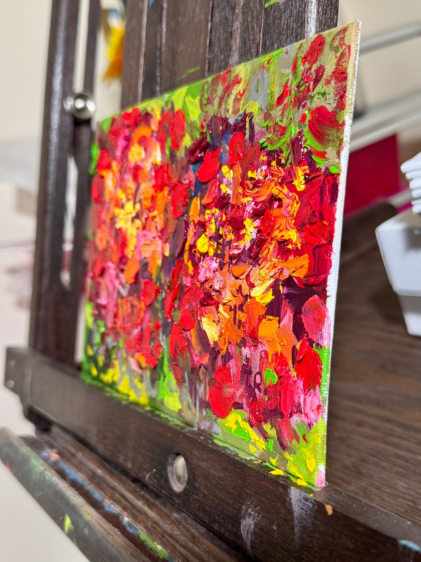 Marigolds Oil Painting 5x7, Original Art Floral Still Life Flowers Artwork, Small Flower Wall Art