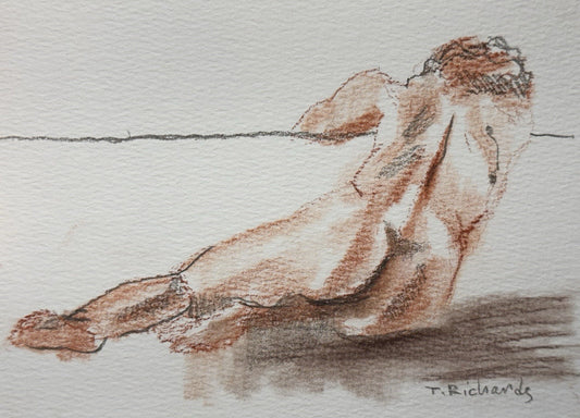 Soft pastels painting ORIGINAL art Figurative Naked Woman Nude Signed 5x7"