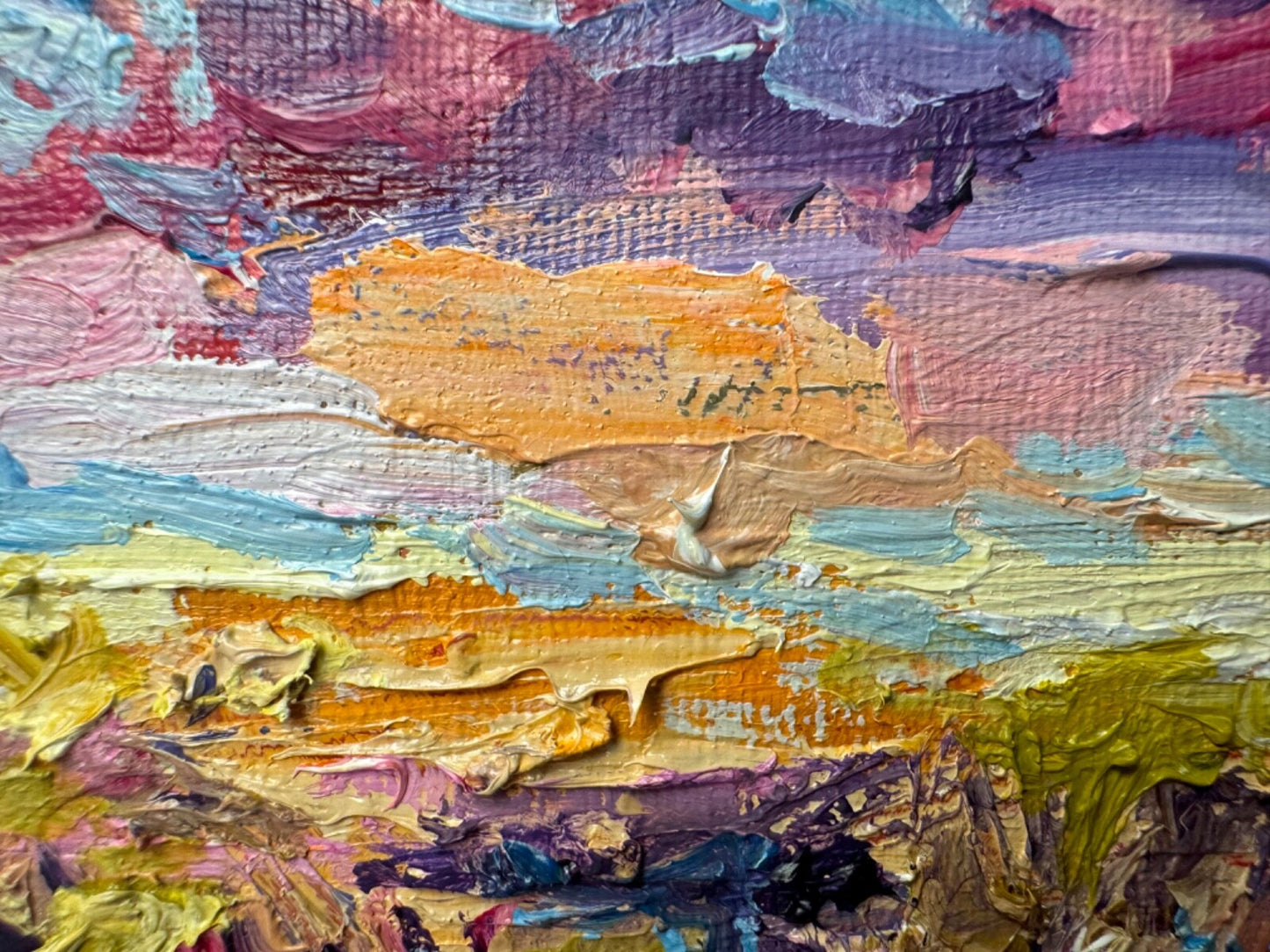 Oil Painting Wildflower landscape Original art Flower floral art 4x4”