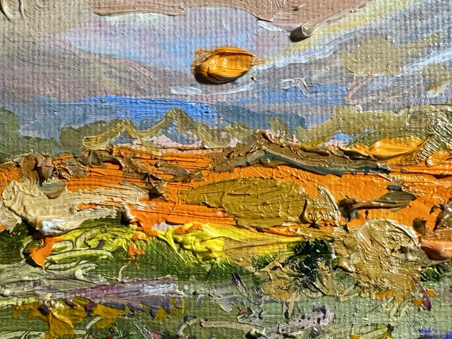 Oil painting ORIGINAL art Flower field landscape Meadow wildflower Signed 12x16"