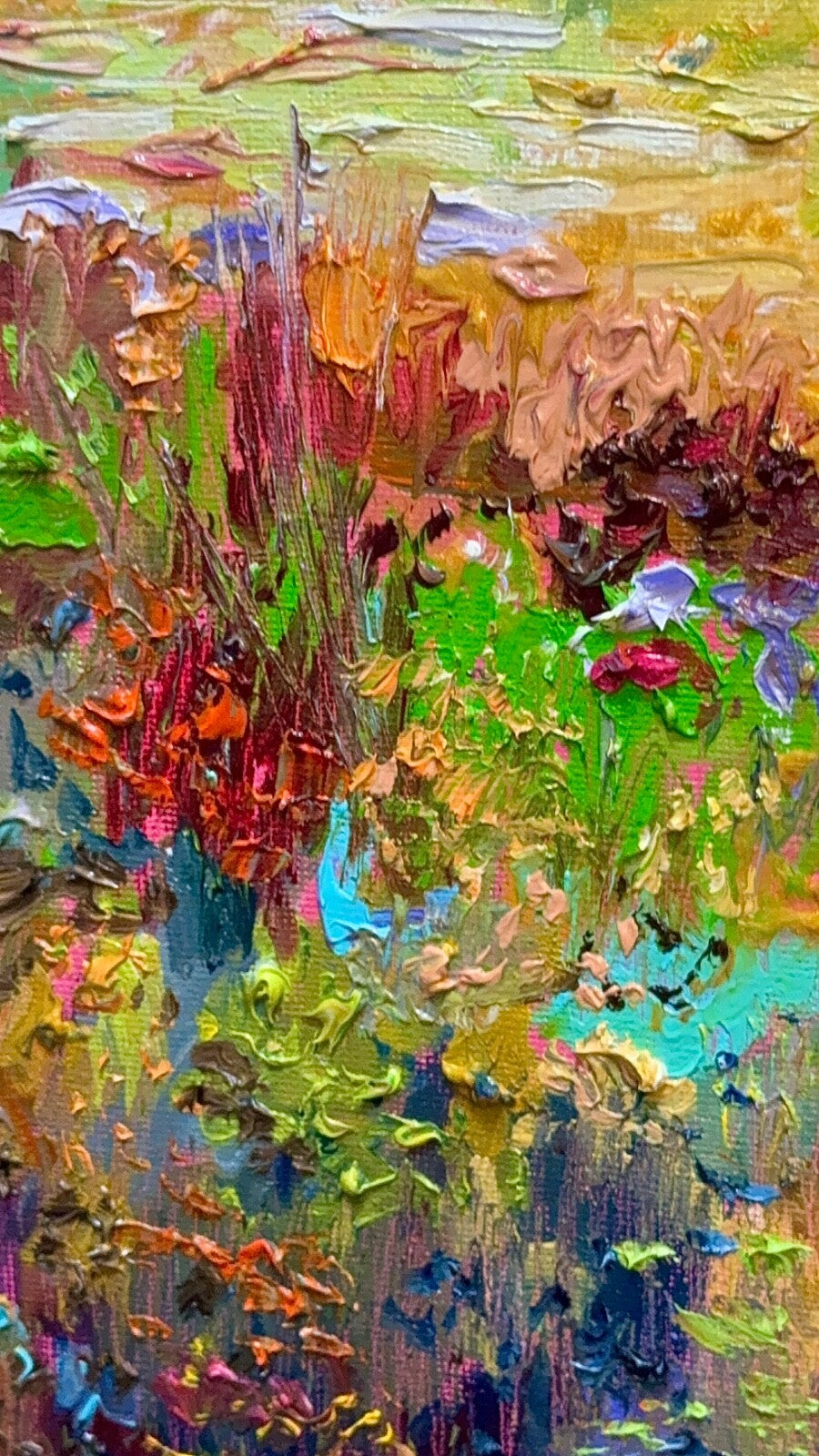 Oil painting ORIGINAL art Flower field landscape Meadow wildflower Mount 12x16"