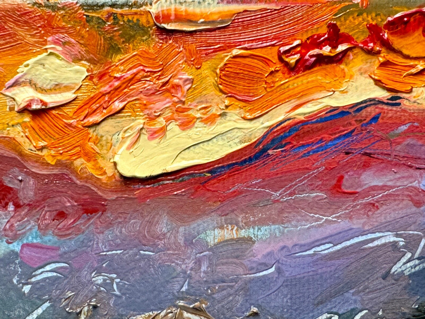 Wildflower painting ORIGINAL art Landscape mountain sunset Floral Field 9x12"