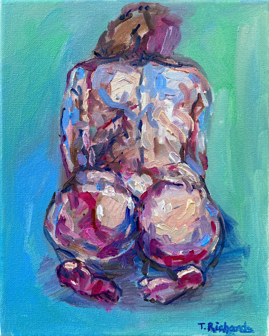 ORIGINAL art oil painting Nude artwork Woman wall art Body positive naked 8x10"