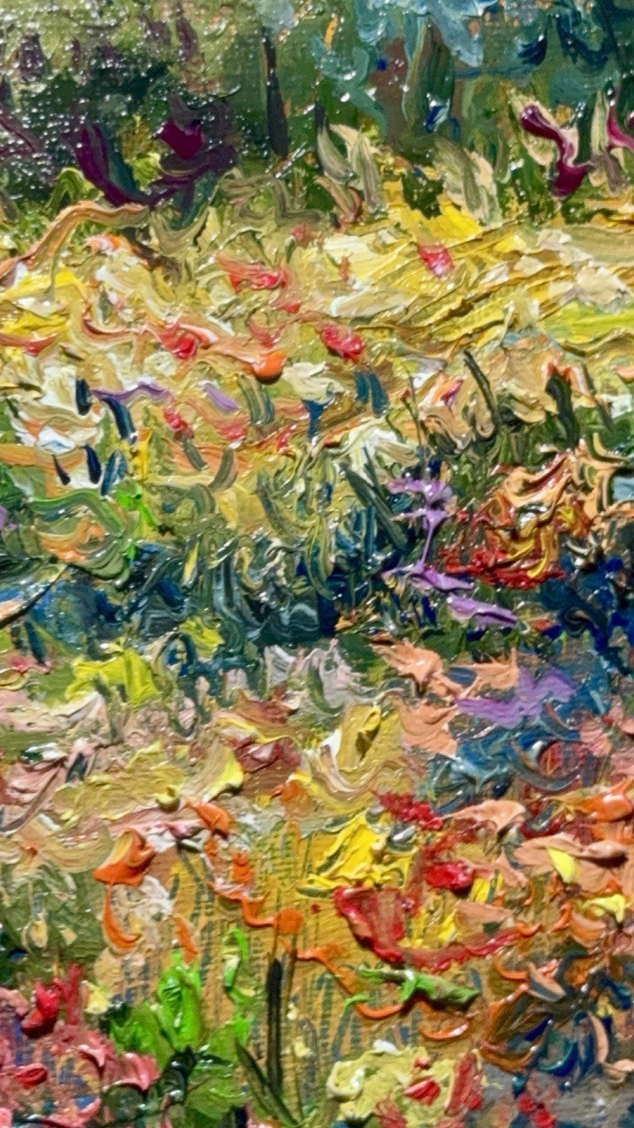 Oil painting ORIGINAL art field Windflower artwork Landscape flowers Forest 8x10