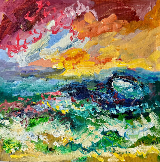 Oil painting ORIGINAL art Ocean wave artwork Seascape marine Landscape 8x8”