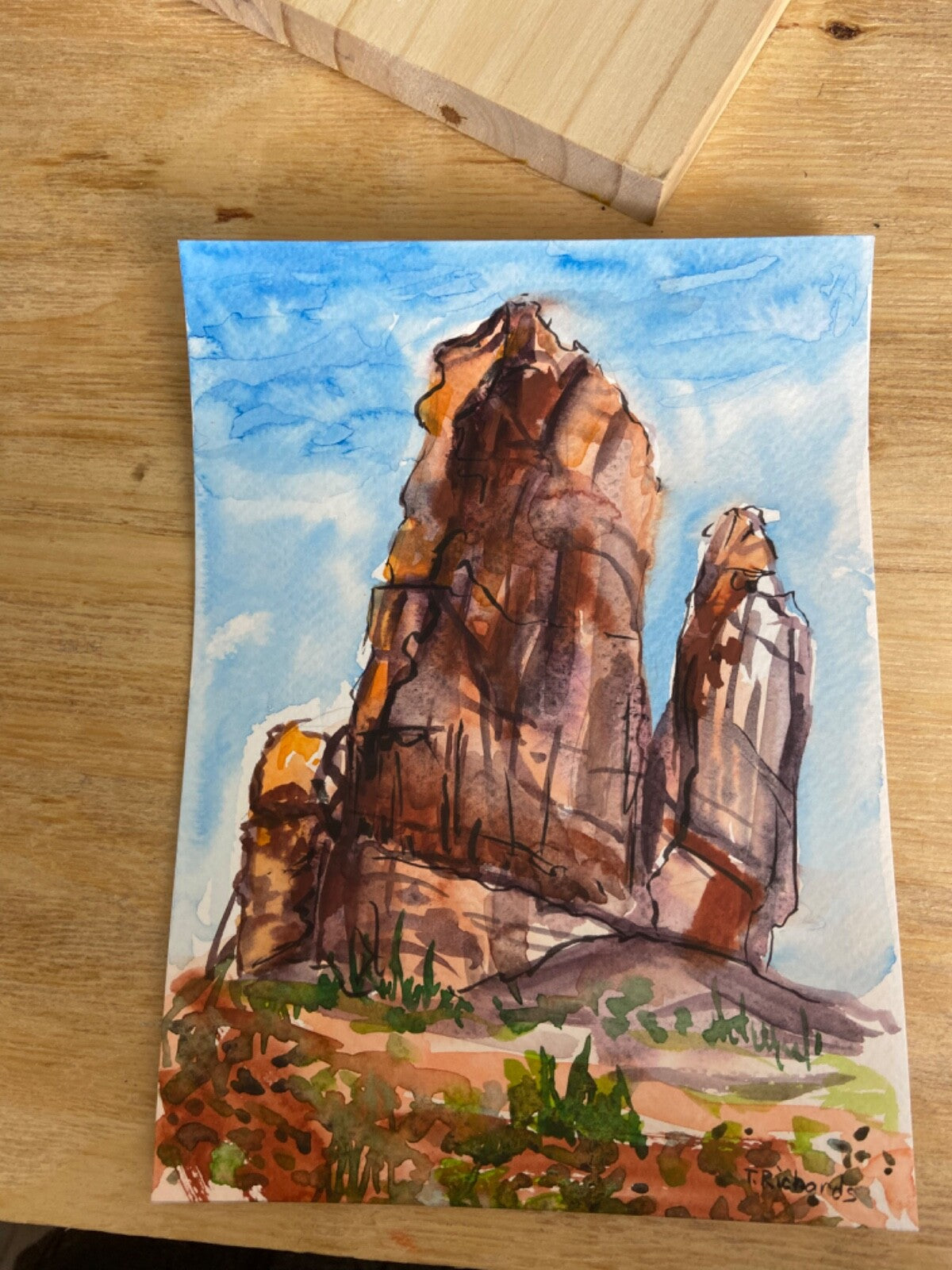 Watercolor Painting ORIGINAL Art Organ Arches National Park Utah Landscape 6x8"