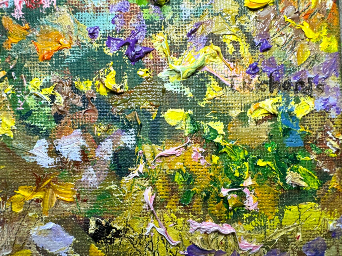 Oil painting ORIGINAL art Horse Wildflower field Mountain landscape Floral 16x20