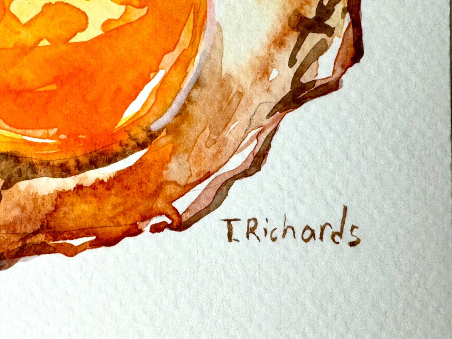 Watercolor painting Fried egg ORIGINAL art Still life food kitchen artwork 6x6"