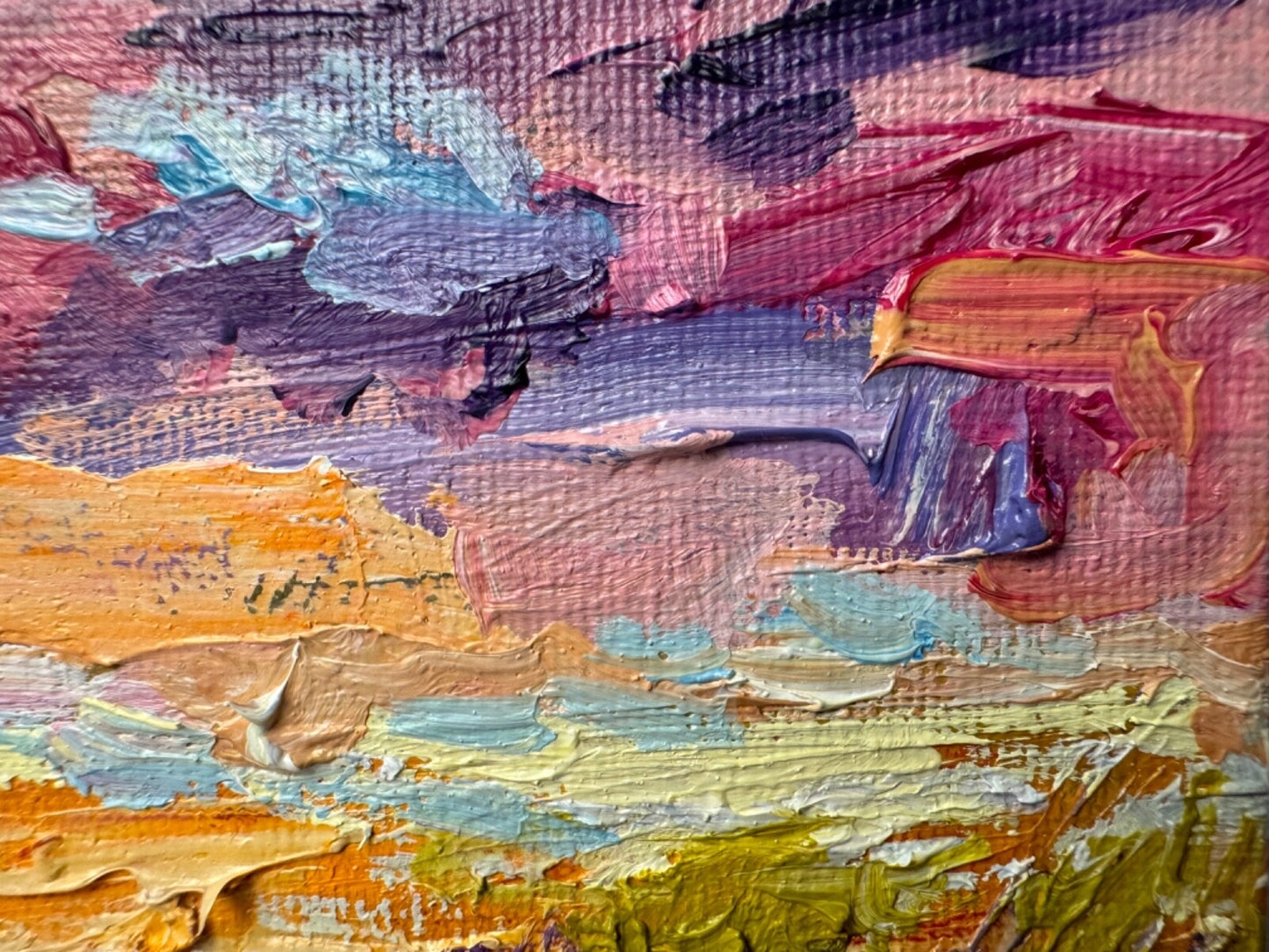 Oil Painting Wildflower landscape Original art Flower floral art 4x4”