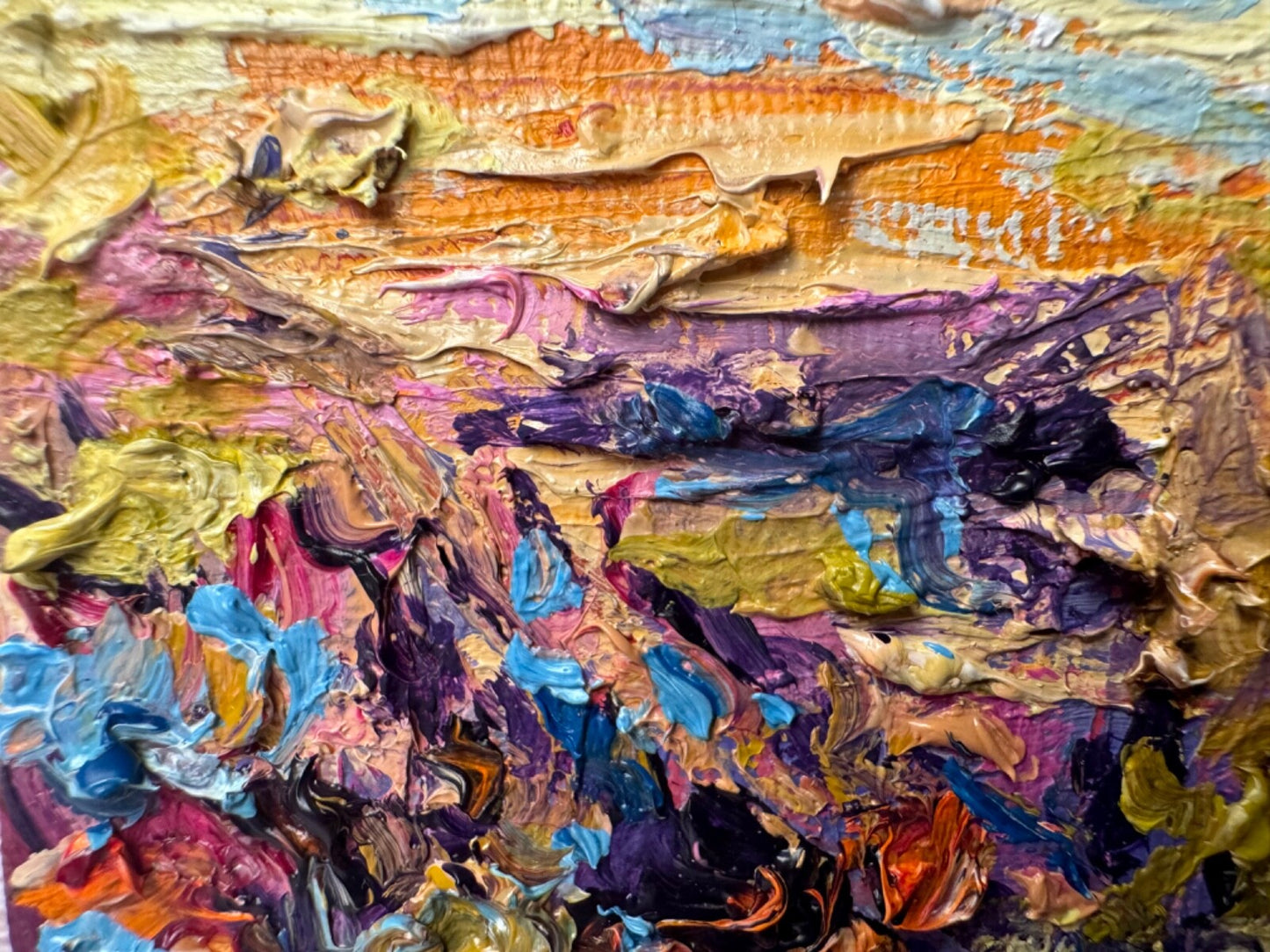 Oil Painting Wildflower landscape Original art Flower floral art 4x4”