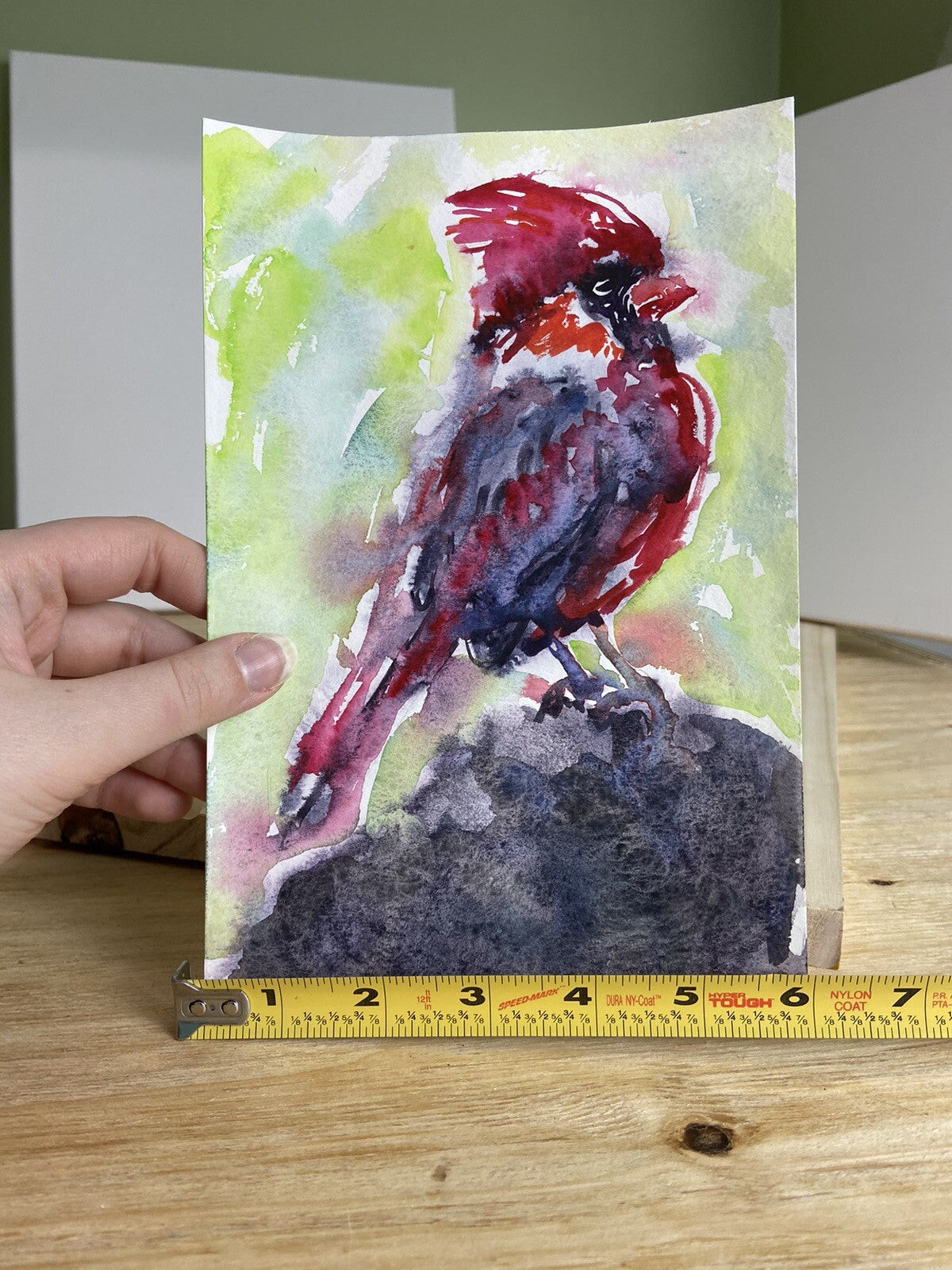 Painting WATERCOLOR ORIGINAL Art Northern Cardinal Bird Artwork wall art 6x9"