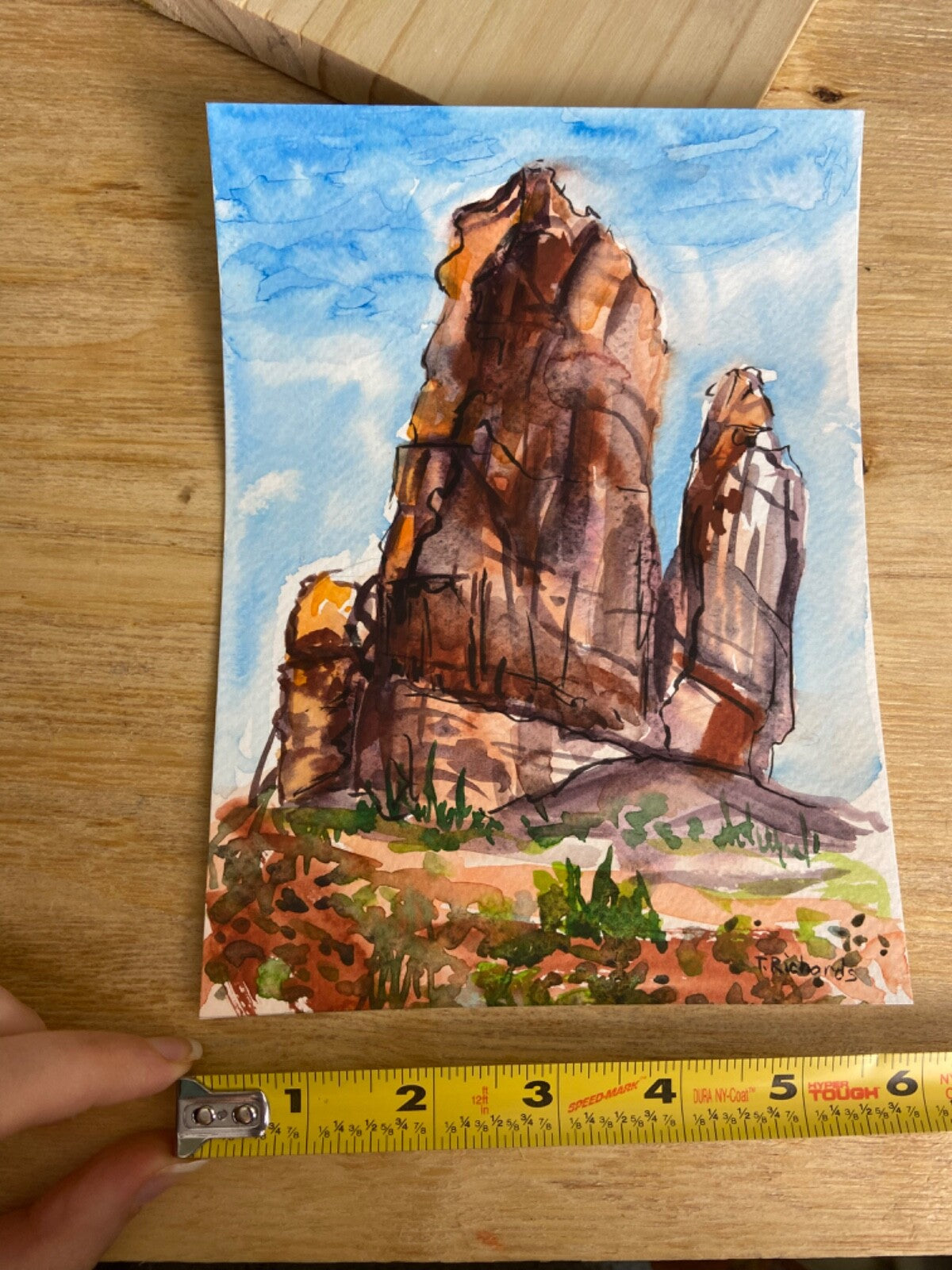 Watercolor Painting ORIGINAL Art Organ Arches National Park Utah Landscape 6x8"
